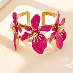 Bracelets manchettes en fer émaillé à fleurs pour femmes&nbsp;FS-WG24287-03