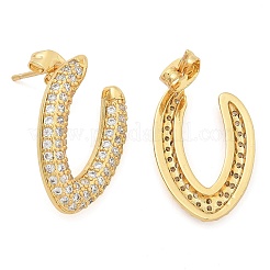 Pendientes de tuerca de circonita cúbica transparente con micro pavé de latón chapado en rack para mujer&nbsp;EJEW-C125-21A-G