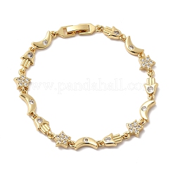 Mond & Stern & Hamsa-Hand Messing Micro Pave klare Zirkonia Gliederkettenarmbänder&nbsp;BJEW-C130-03G