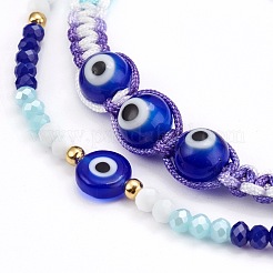 Juego de pulseras de cuentas trenzadas con cordón de poliéster ajustable y pulseras elásticas&nbsp;X-BJEW-JB05980