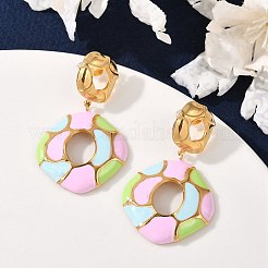 Orecchini pendenti in acciaio inossidabile 304 smaltati per donna&nbsp;EJEW-F353-01G-01