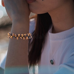 Natürliches geflochtenes Tigerauge-Perlenarmband&nbsp;BJEW-SW00001-11
