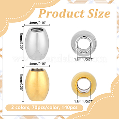 140 Stück 2 Farben 201 Edelstahlperlen&nbsp;STAS-HY0002-21