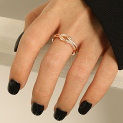 Nodo 925 anelli in argento sterling con micro pavé di zirconi cubici trasparenti per donna&nbsp;FS-WG39CEA-14