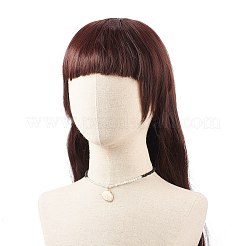 Perlenkette aus natürlichem Aquamarin und Lavagestein mit Messinganhänger&nbsp;NJEW-JN03997