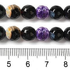 Gefärbte und erhitzte Stränge natürlicher Fire Crackle-Achatperlen&nbsp;G-P539-B01-05