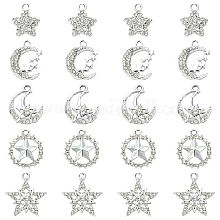10 Stück 5 Stile Legierung Kristall Strass Anhänger&nbsp;FIND-YW0011-73