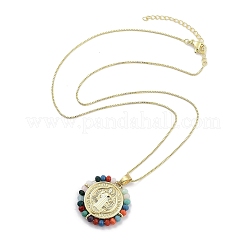 Collane con ciondolo in ottone con perline in abs&nbsp;NJEW-B101-08G