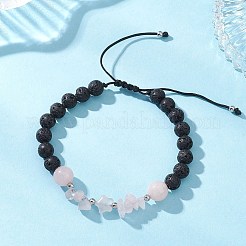 Geflochtene Armbänder aus natürlichen Edelstein- und Lavasteinperlen für Damen&nbsp;BJEW-JB12924