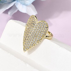 Bagues ouvertes en laiton avec micro pavé de zircones cubiques pour femmes&nbsp;RJEW-K264-11G