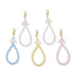 5 ciondolo decorativo con perline rotonde e arcobaleno in smalto acrilico a 5 colori&nbsp;HJEW-JM03878