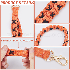 Décorations de pendentif de lanière de poignet tressée à la main en coton&nbsp;KEYC-WH0007-001B