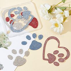 Glitzer-Hotfix-Strass mit Herz und Pfotenabdruck&nbsp;DIY-FG0002-29