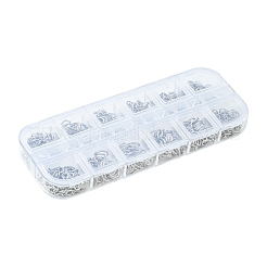 12 Stil 304 Edelstahl offene Biegeringe Sets&nbsp;DIY-FS0004-13