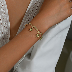 Messing-Figaro-Kette mit Sternanhänger und Quastenarmbändern für Damen&nbsp;EA5744