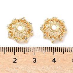 Blumen Messing Mikro Pflaster klare Zirkonia Perlenkappen&nbsp;KK-A254-01B-G