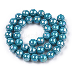 Chapelets de perles en verre opaque électrolytique&nbsp;GLAA-T032-P8mm-AB13