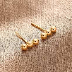 Ohrstecker mit horizontalen Balken und Perlen aus 201 Edelstahl mit Stift aus 316 Edelstahl für Damen&nbsp;X-STAS-K238-01G