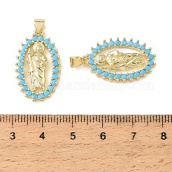 Pendentifs en laiton micro pavé de zircons cubiques bleu ciel&nbsp;CU-CBA6938-11G-01