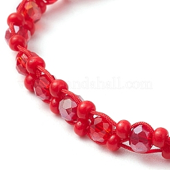 Bracciali con perline di vetro con vernice da forno&nbsp;BJEW-MZ00155-05