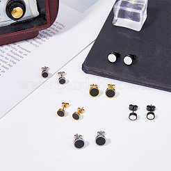 12 pieza de pendientes de esmalte de acero inoxidable 304 de 6 colores para hombres y mujeres&nbsp;EJEW-FI0002-94