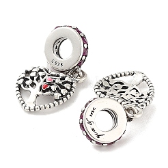 Thailandia 925 ciondolo europeo con micro pavé di zirconi trasparenti in argento sterling&nbsp;STER-NH0001-09AS