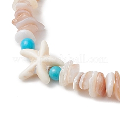 Geflochtene Armbänder aus synthetischem Türkis und natürlichen Muschelperlen&nbsp;BJEW-JB13096