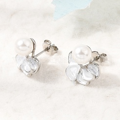 Boucles d'oreille en laiton émaillé&nbsp;KK-CBAB173-02E-P