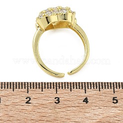 Messing Micro Pave Zirkonia Manschette offene Ringe&nbsp;RJEW-C163-03A-G