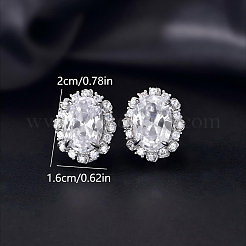 Pendientes ovalados de latón con micro circonitas cúbicas para mujer.&nbsp;QP4934-5
