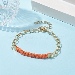 Bracelets à maillons tressés en cordons de coton ciré&nbsp;BJEW-JB09963-04