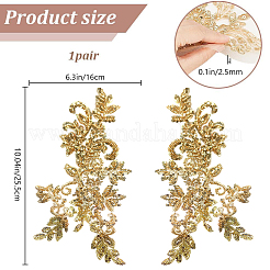 1 paire d'appliques brodées en polyester à fleurs 3D à coudre&nbsp;PATC-GF0001-36