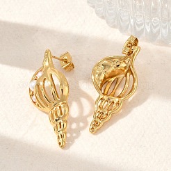 Orecchini a forma di conchiglia in acciaio inossidabile 304&nbsp;EJEW-M073-13G-02