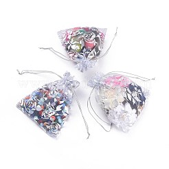 Rosa ha stampato borse organza&nbsp;X-OP-R021-10x12-03