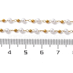 Gliederketten aus 304 Edelstahl und rundem ABS-Kunststoff mit Kunstperlen&nbsp;NJEW-U026-19G