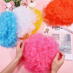 5 Stück 5 Farben synthetische Neon-Afro-Perückenkappe für Halloween&nbsp;AJEW-CA0005-15