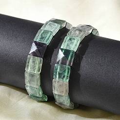 Stretch-Armbänder aus quadratischen Naturfluoritperlen für Damen und Herren&nbsp;BJEW-C097-06L