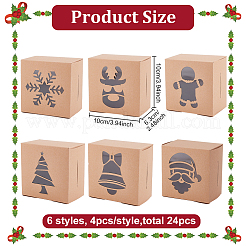 24 stücke 6 arten weihnachten thema falten kraft papier karton schmuck geschenk boxen&nbsp;CON-BC0007-08