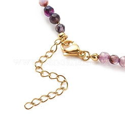 Collar con colgante de lágrima con cadenas de cuentas redondas&nbsp;NJEW-JN03921