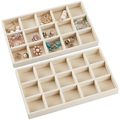 15 rejilla rectangular de madera cubierta con terciopelo para exhibir joyas y baratijas&nbsp;AJEW-WH20054-062G-01