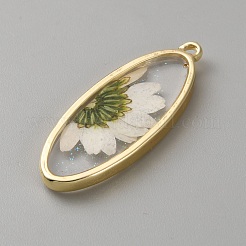 Innenblumenanhänger aus Epoxidharzlegierung mit Glitzerpulver&nbsp;FIND-TAC0039-015G-A