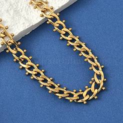 304 Edelstahl Kugel Quaste Cuban Link Kette Halsketten&nbsp;NJEW-K249-22G