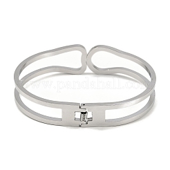 Bracciali con cerniera cava in acciaio inossidabile 304 anti-ossidazione&nbsp;BJEW-Q348-01P