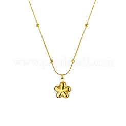 Halskette mit Satellitenkette und eindimensionalem Blumenanhänger aus Edelstahl 304 für Damen&nbsp;FS-WGC6FB4-01