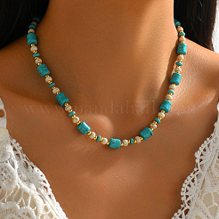 Elegante stile bohemien fatto a mano collane di perline di turchese sintetico a colonna per regalo di appuntamento femminile&nbsp;PZ3829