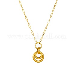 Colliers pour femmes avec pendentif double anneau en acier inoxydable 304 et chaîne trombone&nbsp;WG87DD9-01