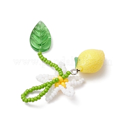 Grandi pendenti a forma di fiore di limone con perline di vetro e resina fatti a mano&nbsp;PALLOY-MZ00771-02