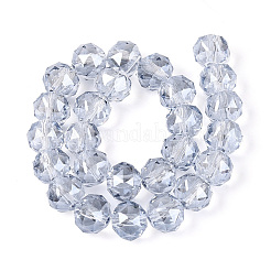 Perles rondes en verre transparent électroplaqué&nbsp;EGLA-T029-8mm-12T-07