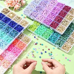 Kit fai da te per la creazione di gioielli con perline di plastica e dischi in argilla polimerica e ccb&nbsp;DIY-YW0010-54A
