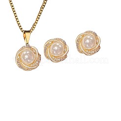 Legierung Strass Anhänger Halskette & Ohrstecker Sets für Frauen&nbsp;FS-WGAF6CC-02